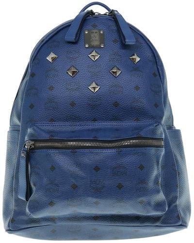 MCM Visetos Stark Canvas Backpack Bag (pre-owned) - Blue