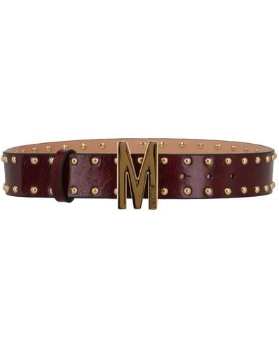 Moschino Gold Stud M-buckle Belt - Brown