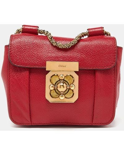 Chloé Leather Mini Elsie Crossbody Bag - Red