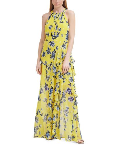Eliza J Floral Maxi Halter Dress - Yellow