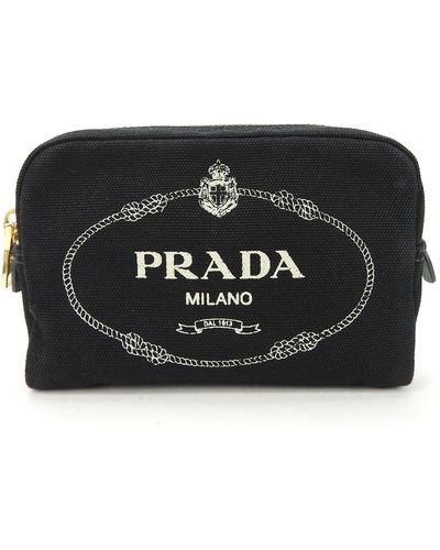 Prada Canapa Canvas Clutch Bag (pre-owned) - Black