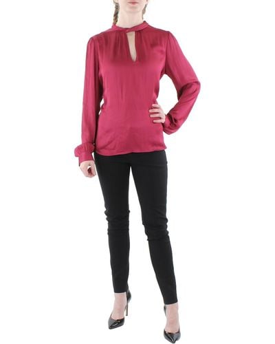 PAIGE Ceres Satin Cut-out Blouse - Red