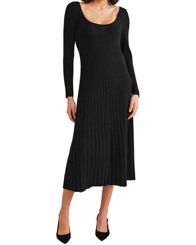 Boden Semi-fitted Scoop Neck Knitted Midi Dress - Black