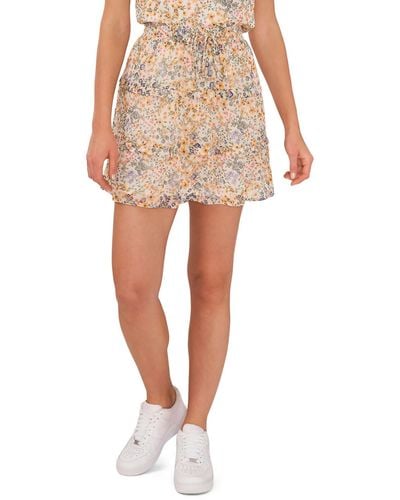 Riley & Rae Floral Tiered Mini Skirt - White