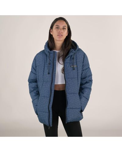 Members Only Heather Print Puffer Oversized Jacket - Blue