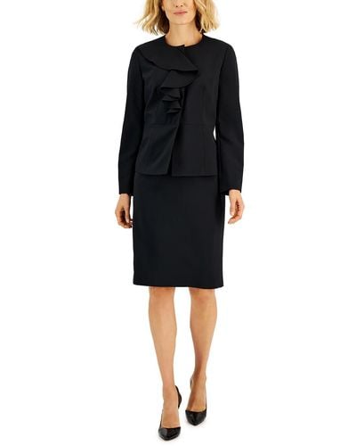 Le Suit Petites 2pc Polyester Skirt Suit - Black