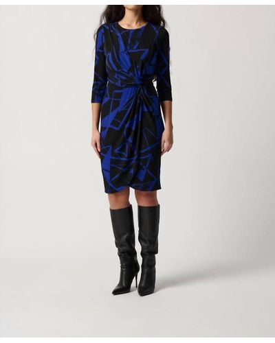 Joseph Ribkoff Abstract Print Belted Dres - Blue