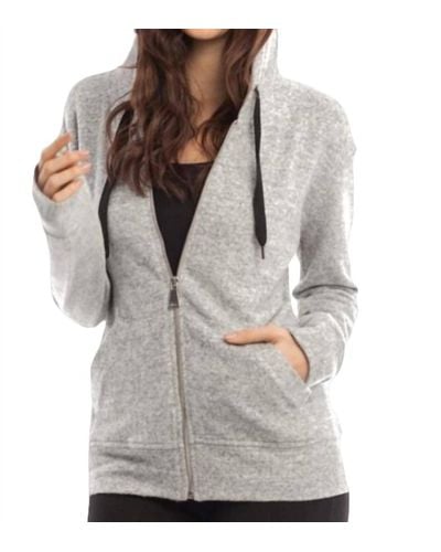 French Kyss Kourtney Kashmira Zip-up Hooded Sweatshirt - Gray