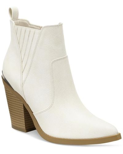 Sun & Stone Abiigail Faux Leather Pointed Toe Ankle Boots - White