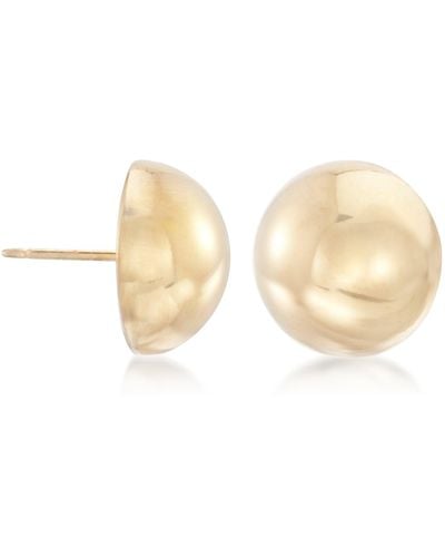 Ross-Simons 14kt Gold Domed Button Earrings - Natural