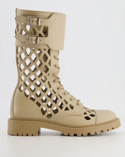 Dior D-trap Leather Combat Boots - Natural
