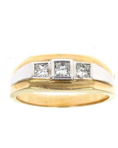 Vir Jewels 1/2 Cttw 3 Stone Princess Si Diamond Engagement Ring 14k Two Tone Gold - Metallic