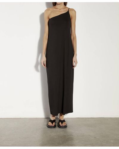 Enza Costa Luxe Jersey Asymmetrical Maxi Dress - Black