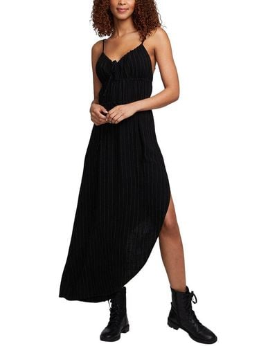 Chaser Brand Beverly Pinstripe Shirley Linen-blend Slip Dress - Black