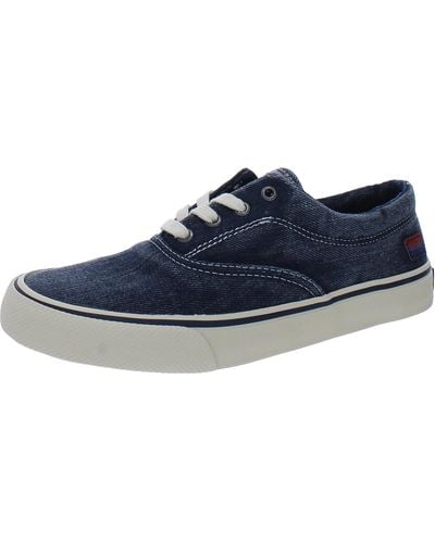 Sperry Top-Sider Striper Canvas Distressed Boat Shoes - Blue