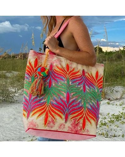 Shiraleah Feather Tie Dye Tote Bag - Red