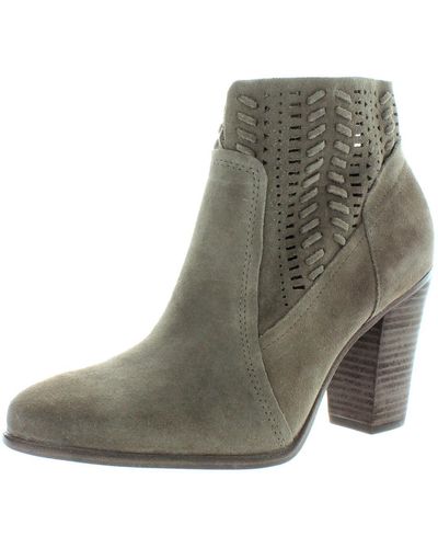 Vince Camuto Fenyia Suede Block Heel Ankle Boots - Gray
