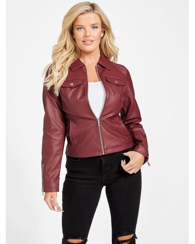 Guess Factory Jayna Faux-leather Jacket - Red