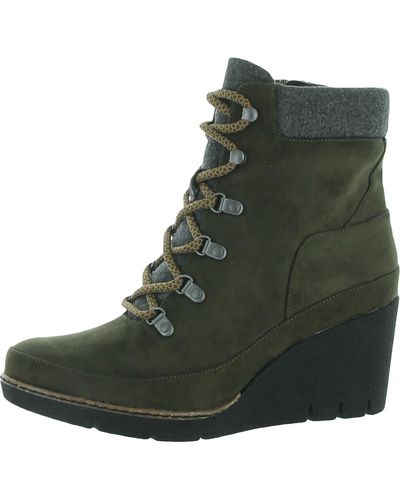 Dr. Scholls Lada Cushioned Footbed Ankle Wedge Boots - Green