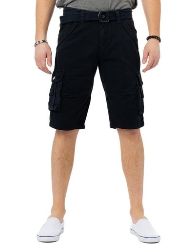 Xray Jeans Canvas Flat-front Cargo Shorts - Black