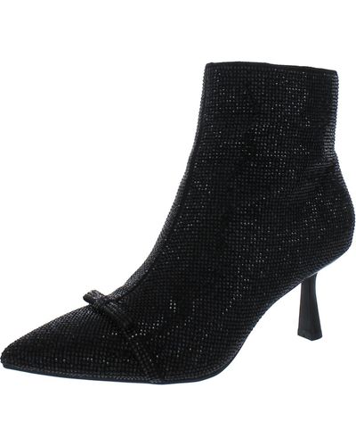 INC Delphia Embellished Heels Ankle Boots - Black