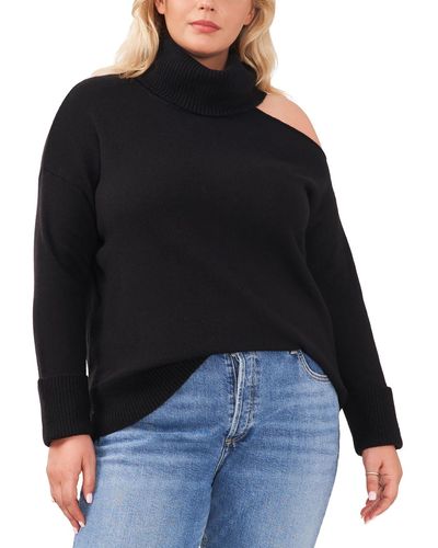 1.STATE Plus Cut-out Knit Turtleneck Sweater - Black