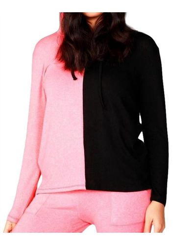 French Kyss Color Block Hoodie - Pink