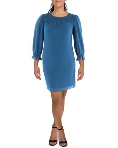 Jessica Howard Chiffon Mini Shift Dress - Blue