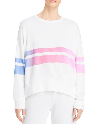 Sundry Ombre Striped Long Sleeved Sweatshirt - White