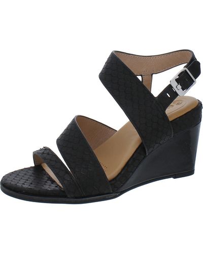 Corso Como Nashila Leather Ankle Strap Wedge Sandals - Black