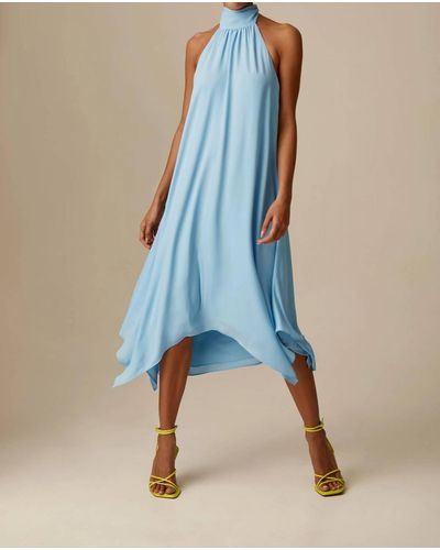 Krisa Handkerchief Halter Dress - Blue