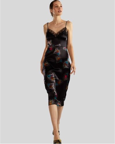 Cynthia Rowley Silk Lace Slip Dress - Black