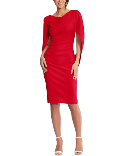 Betsy & Adam Caped Party Sheath Dress - Red