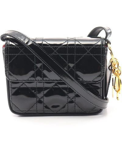 Dior Canage Shoulder Bag Patent Leather - Black