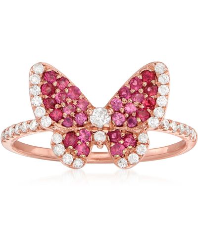 Ross-Simons Ruby And . Diamond Butterfly Ring - Red