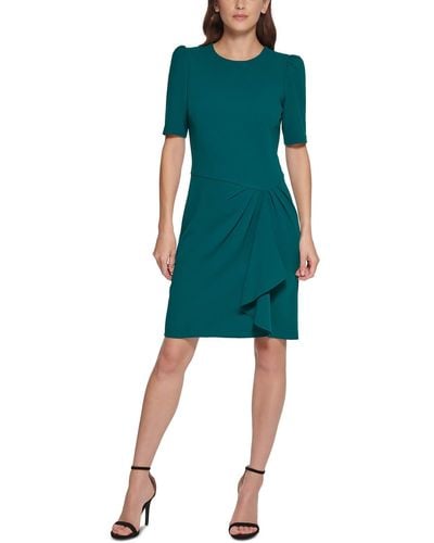 DKNY Petites Side-drape Mini Wear To Work Dress - Green