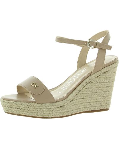 Calvin Klein Hamal Faux Leather Strappy Espadrille Heels - Natural