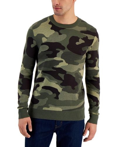 Alfani Camouflage Pullover Crewneck Sweater - Black