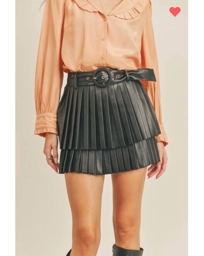 ..,merci Faux Leather Pleated Mini Skirt - Gray