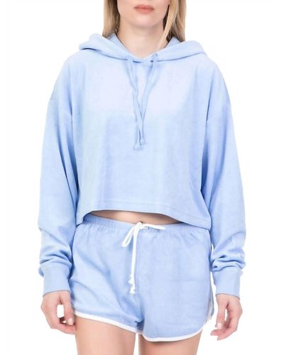 Juicy Couture Beach Micro Terry Hooded Pullover - Blue