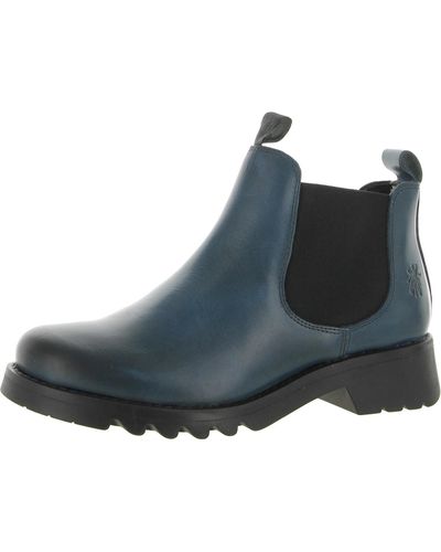 Fly London Rika Round Toe Ankle Chelsea Boots - Blue