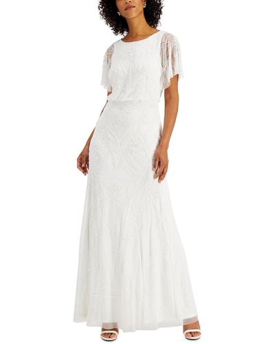 Adrianna Papell Embellished Maxi Evening Dress - White