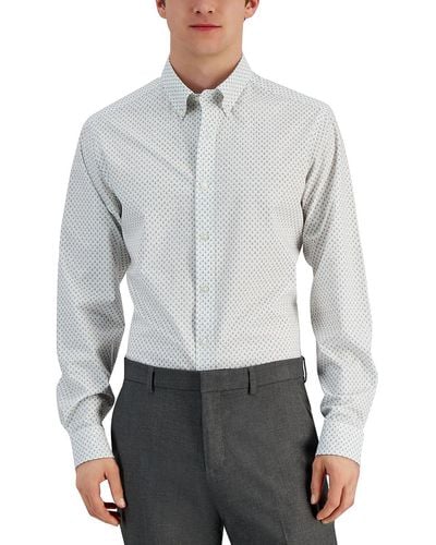 Club Room Golf Slim Fit Print Button-down Shirt - Gray