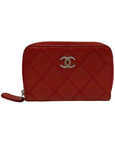 Chanel Zip Around Wallet Leather Wallet (pre-owned) - Red