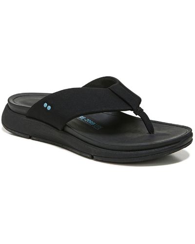 Ryka Timid Slip On Flip-flop Wedge Sandals - Black