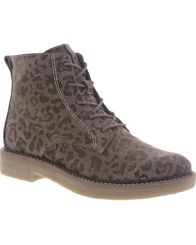 Comfortiva Resee Leather Leopard Booties - Brown