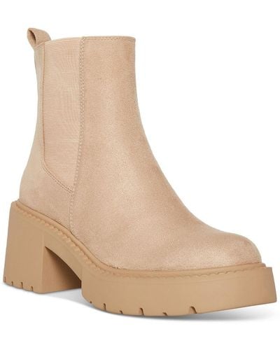 Madden Girl Trust Patent lugged Sole Chelsea Boots - Natural
