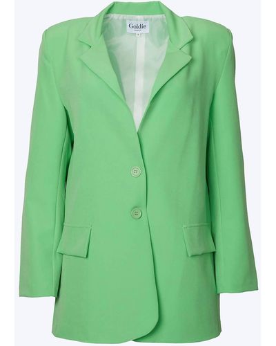 Goldie London Oversized Single-breasted Twill Crepe Blazer - Green