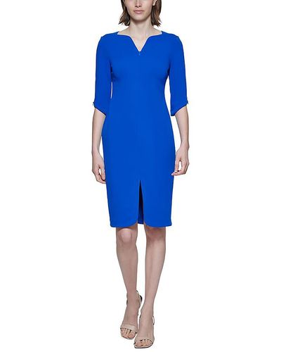 Calvin Klein Work Midi Sheath Dress - Blue