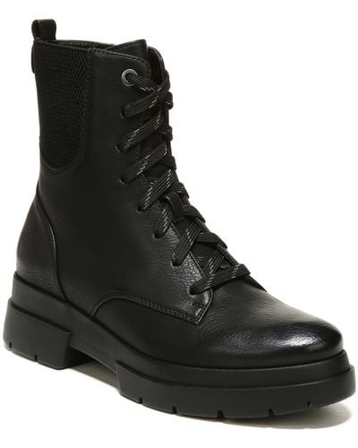 SOUL Naturalizer Ozzy Faux Leather Ankle Combat & Lace-up Boots - Black